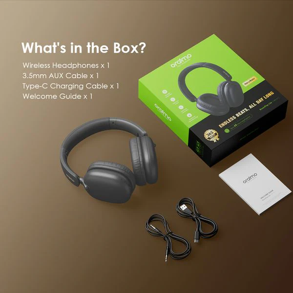 Oraimo BoomPop Lite Over-Ear On Ear Headset, BT V5.3, ENC, 60-Hour Long Playtime, Black, OHP-317SBLK - Image 6