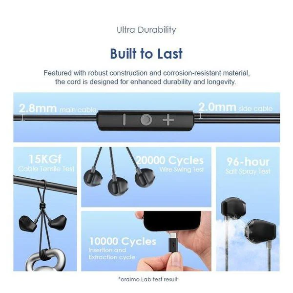 Oraimo  Halo Airy in Ear Earphone, Type C, 1.2 Meter, Black, OEP-650BLK - Image 4
