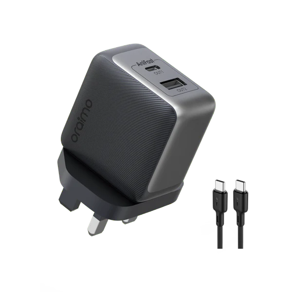 Oraimo PowerGaN 33 Pro Fast-charging Power Adapter, GAN, 33W , 60W A TO C Data cable included, Black, OCW-7331U+C54