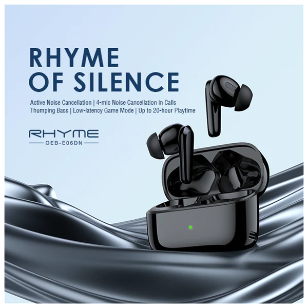 Oraimo Rhyme ANC True Wireless Earbuds, IPX4 Water Proof, BT V5.2, 300mAh, Black, OEB-E06DNBLK - Image 2