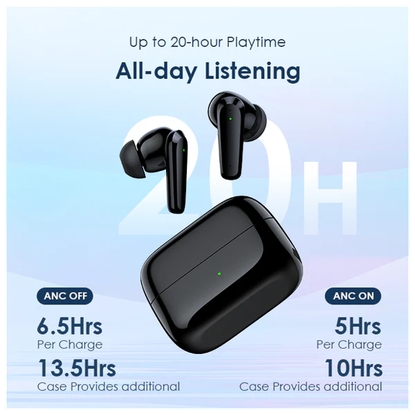 Oraimo Rhyme ANC True Wireless Earbuds, IPX4 Water Proof, BT V5.2, 300mAh, Black, OEB-E06DNBLK - Image 4