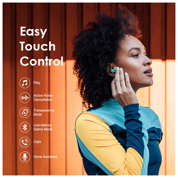 Oraimo Rhyme ANC True Wireless Earbuds, IPX4 Water Proof, BT V5.2, 300mAh, Black, OEB-E06DNBLK - Image 5