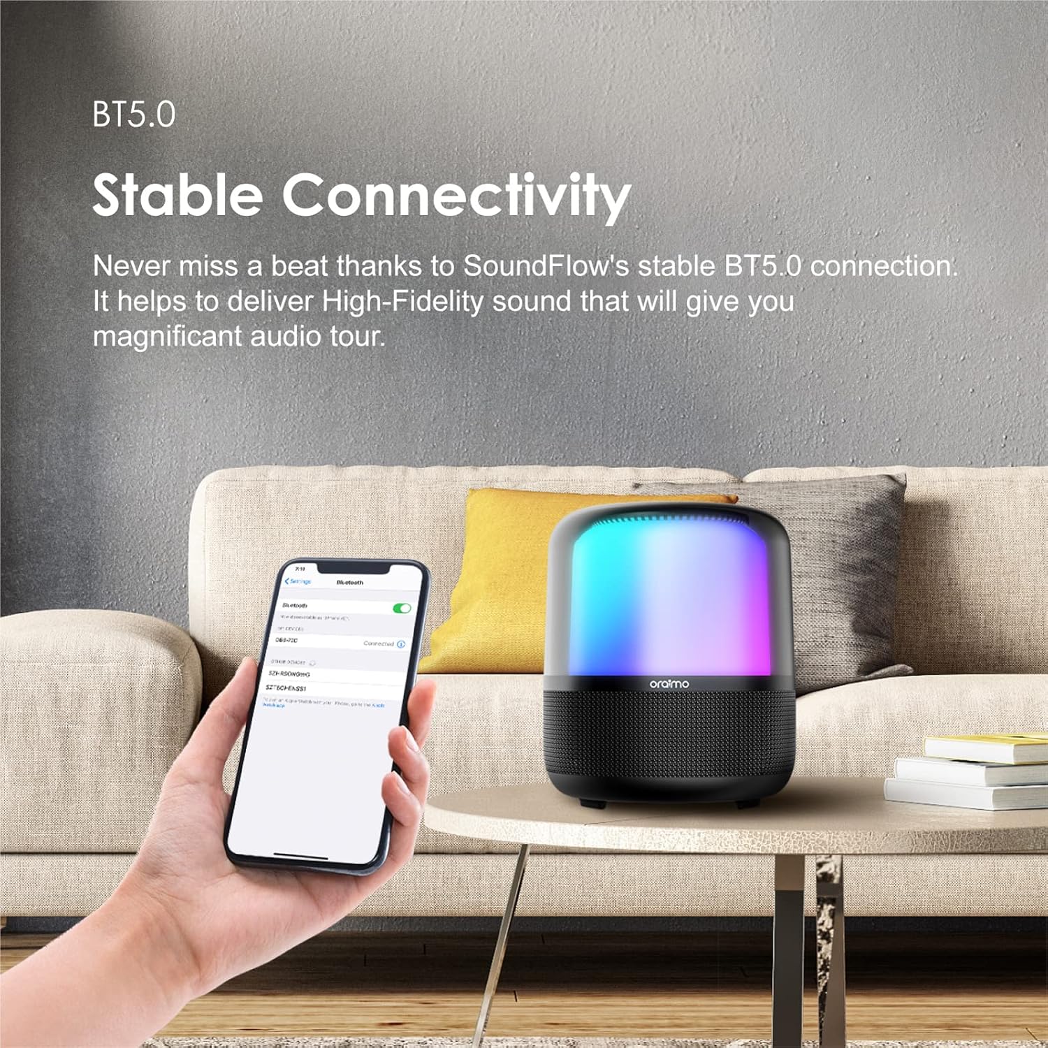 Oraimo SoundFlow BT V5.1 Bluetooth Speaker, 50Hz-20KHz, 50W, 6,000mAh, Black, OBS-72DBLK - Image 3