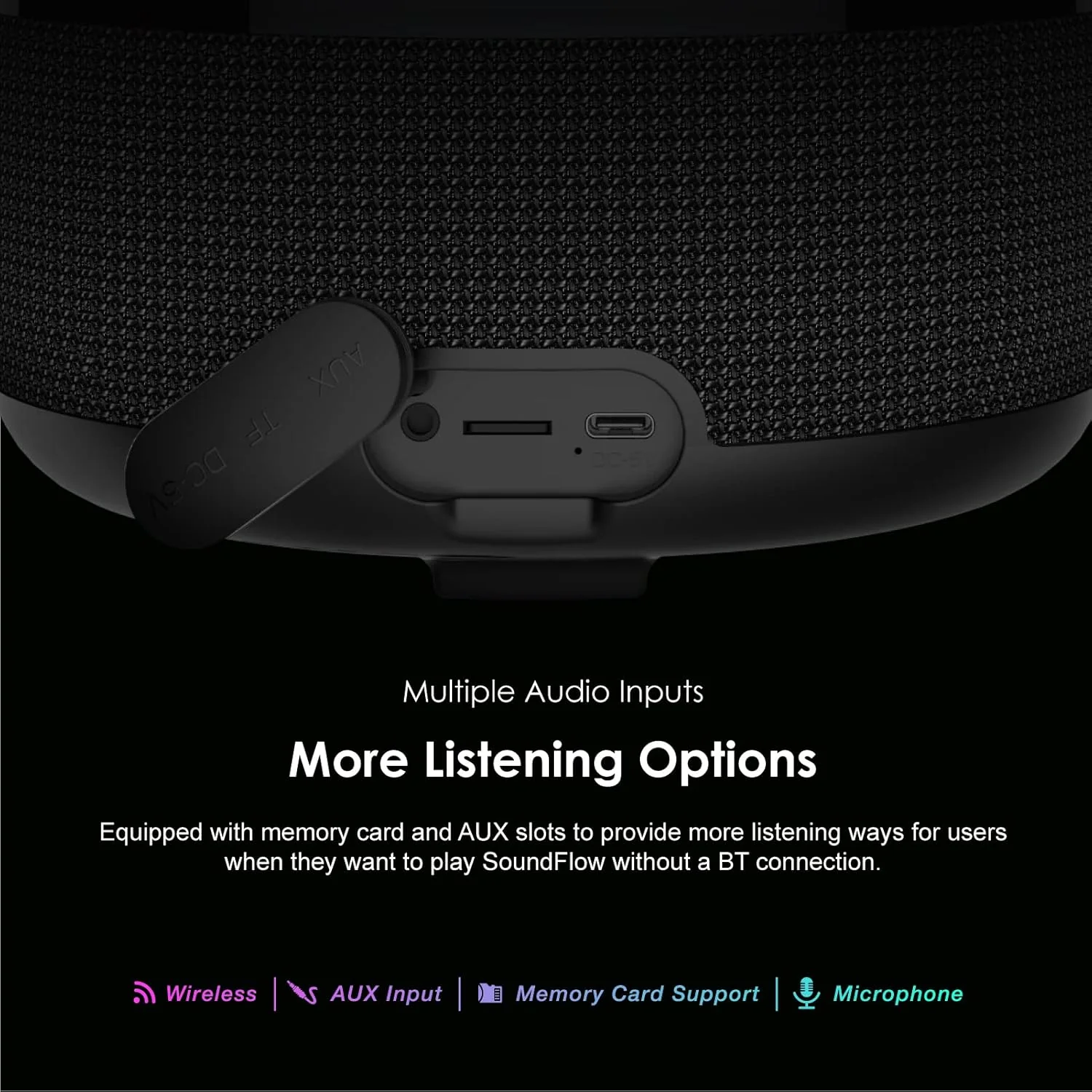 Oraimo SoundFlow BT V5.1 Bluetooth Speaker, 50Hz-20KHz, 50W, 6,000mAh, Black, OBS-72DBLK - Image 5