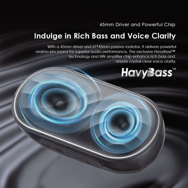 Oraimo Space Box Wireless Bluetooth Speaker, BT V5.4, 80Hz-20KHz 8W, 1800mAh/3.7V, Grey, OBS-382SGRY - Image 2