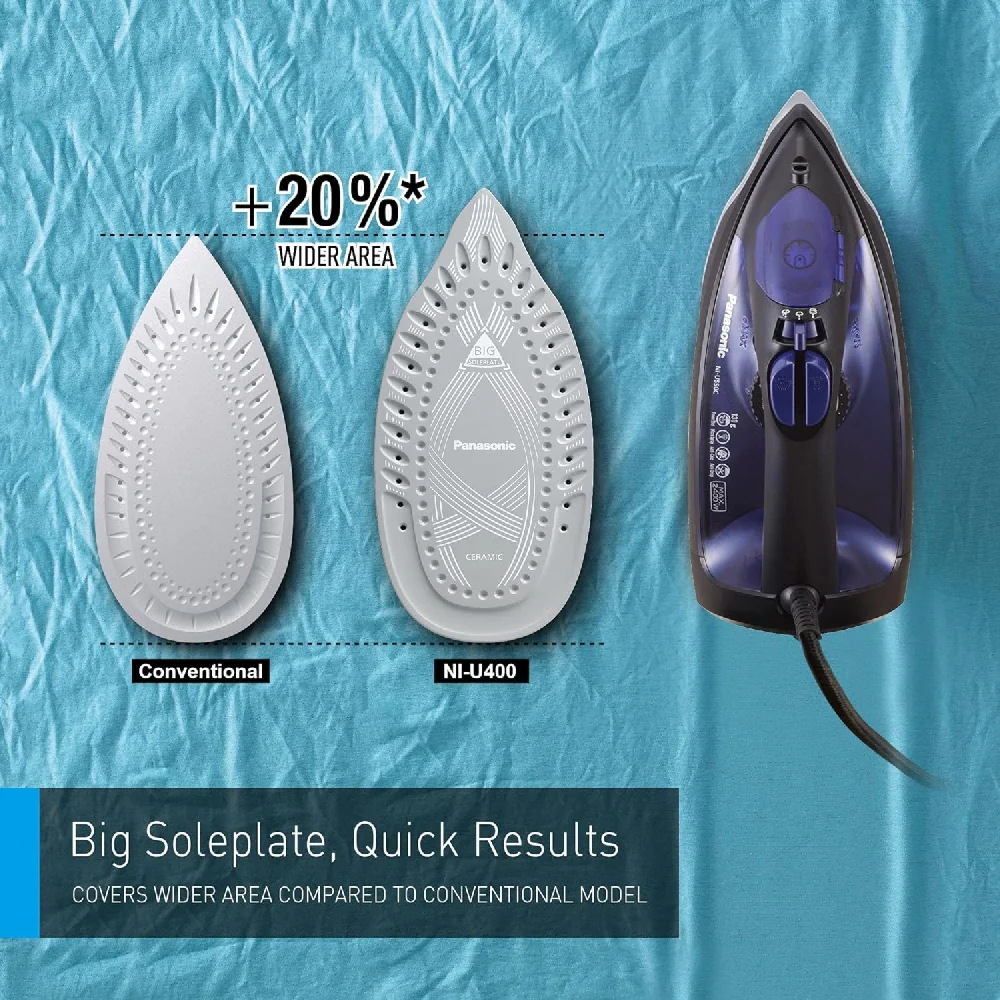 Panasonic Steam Iron, 2400W, NI-JU700, Black / Gold, Big Ceramic Soleplate - Image 5