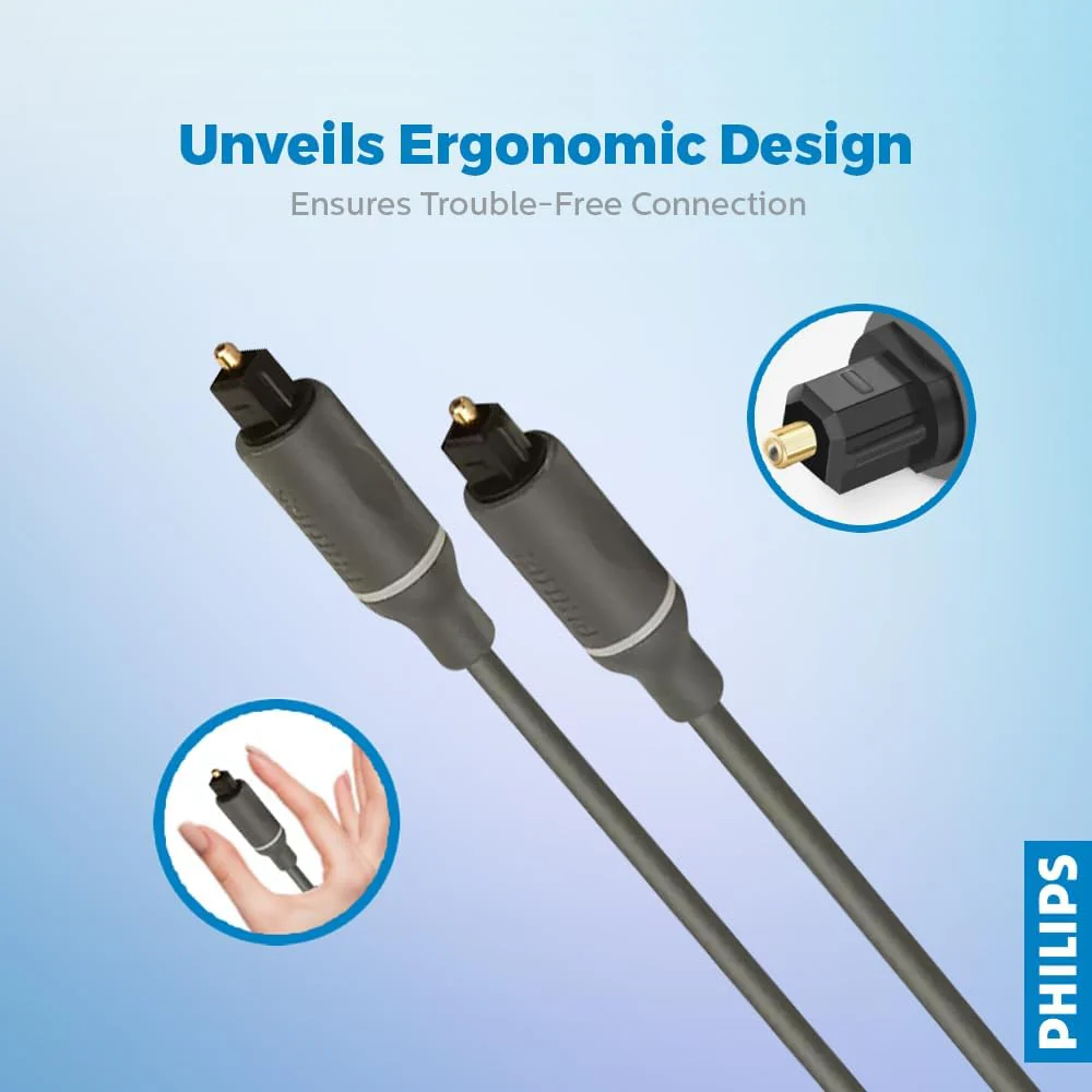 Philips Fiber Optic Audio Cable 1.5 m with 3.5mm Adapter - Image 2