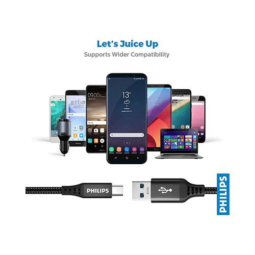Philips USB-A To USB-C Cable 200cm Black - Image 5