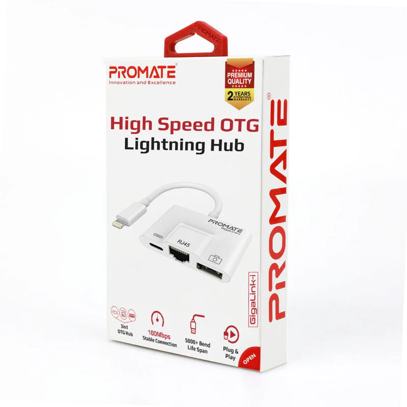 Promate 3 In 1 Rj45 Ethernet Lan Wired Network Adapter White - Image 4