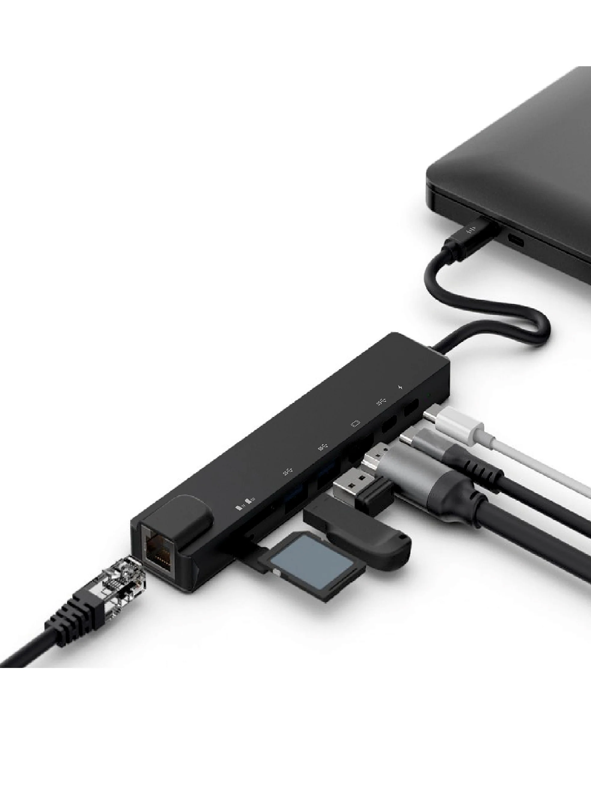 PROTECT 8 in 1 Type C Usb Hub, HDMI, SD Card Reader, Type C, PD 100w, USB A , Grey, USBH8-1 - Image 2