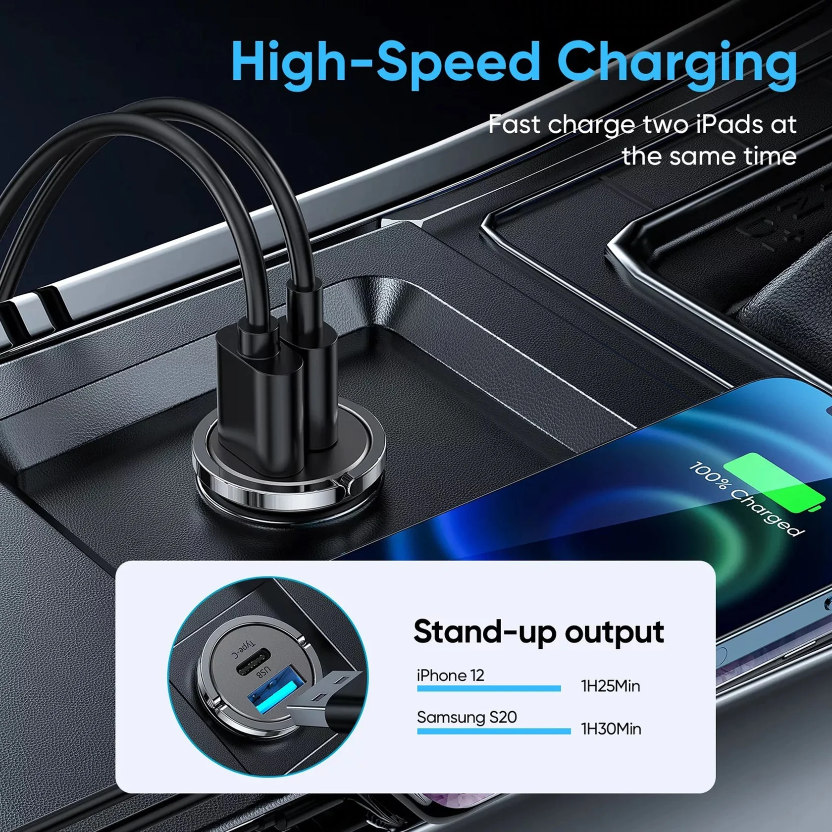 PROTECT Bullet Type C Port Car Charger, USB A Port, 45W, Alluminum , Grey, C-A35 - Image 5