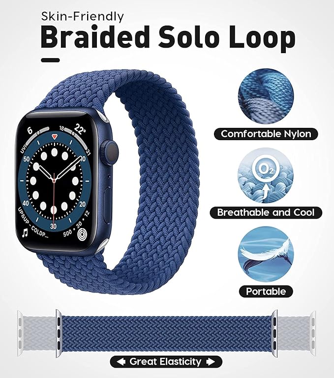 PROTECT Foxcon Band Watch Strap, For Apple Watch, 42/44/45mm, Blue, FWS42BLU - Image 3