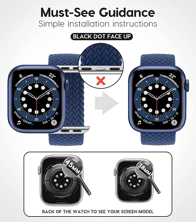 PROTECT Foxcon Band Watch Strap, For Apple Watch, 42/44/45mm, Blue, FWS42BLU - Image 4