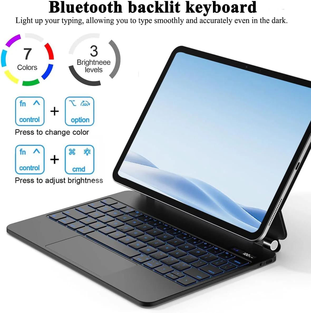 PROTECT  iPad Pro 12.9 inch  Magnetic Tablet Keyboard, Bluetooth, With Trackpad, Backlit, Grey, HL118-129 - Image 3