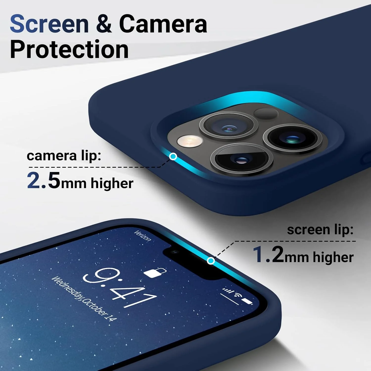 PROTECT  iPhone 13 Pro Silicon Phone Case, Magsafe, Bundle, Screen Protector included, Protective, Anti Scratch, Blue, SMIP13PBLU - Image 3