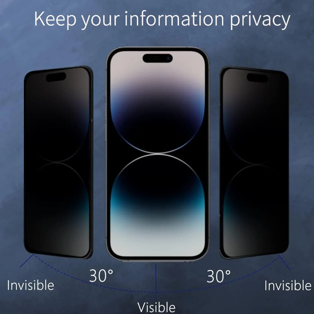 PROTECT  iPhone 15 Pro Privacy Screen Protector,  9D Tempered Glass, Anti Scratch, Matte , Black, PIP15P - Image 4