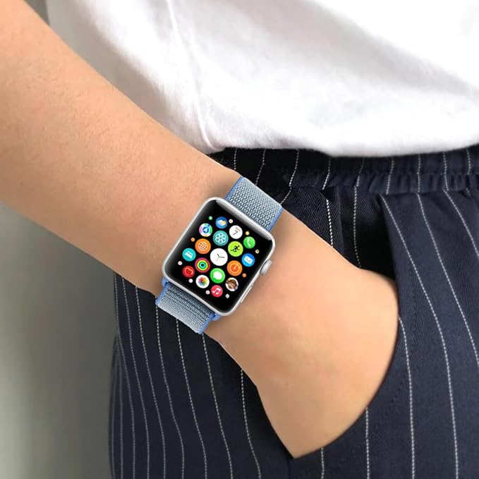 PROTECT Nylon Band Watch Strap, For Apple Watch, 42/44/45mm, Blue, NWS42BLU - Image 2