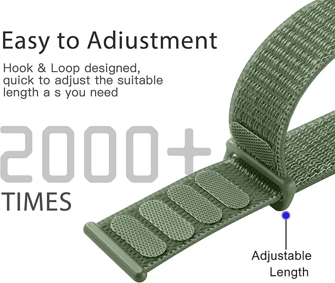 PROTECT Nylon Band Watch Strap, For Apple Watch, 42/44/45mm, Green, NWS42GRN - Image 3