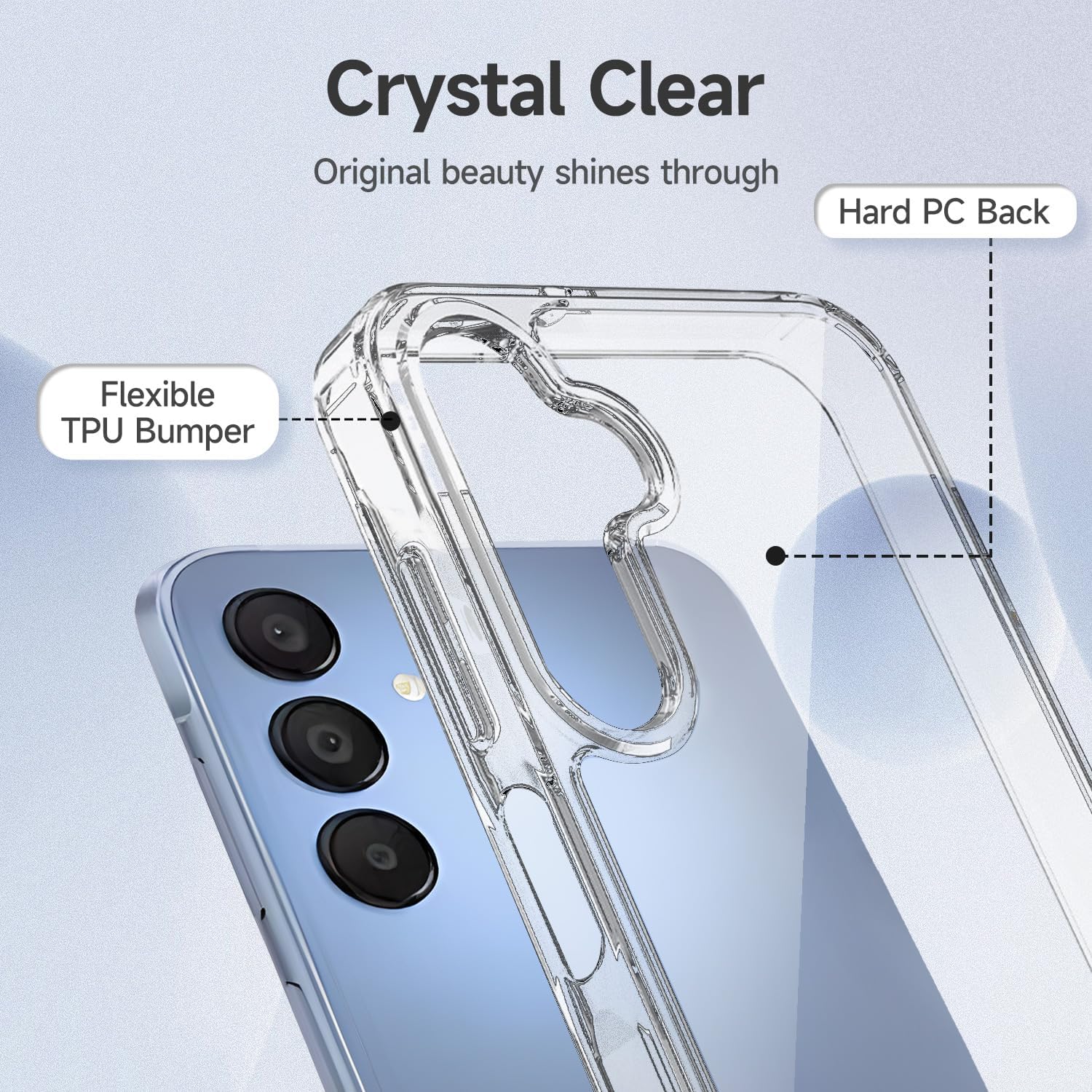 PROTECT  Samsung A15 Lucid Phone Case, Anti Scratch, Bundle, Screen Protector included, Protective, Clear, LSAMA15 - Image 2