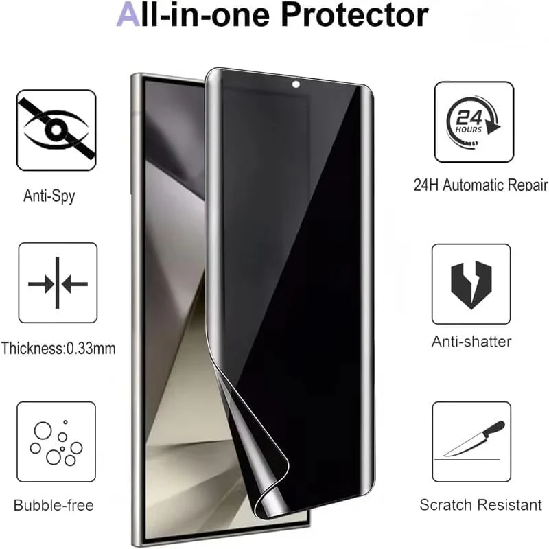 PROTECT  Samsung S25 Ultra Privacy Screen Protector,  9D Tempered Glass, Anti Scratch, Matte , Black, PSMS25U - Image 2