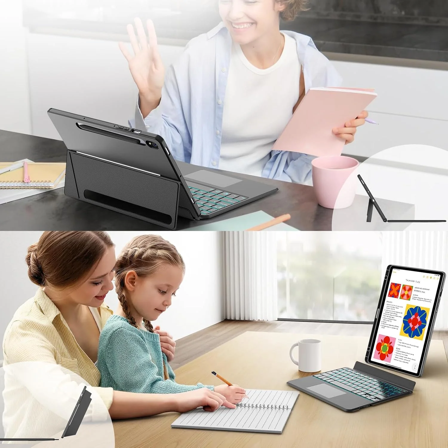 PROTECT SAMSUNG TAB 12.4 INCH Protective Tablet Keyboard, Bluetooth, With Trackpad, Backlit, Grey, HL118A-10P - Image 6