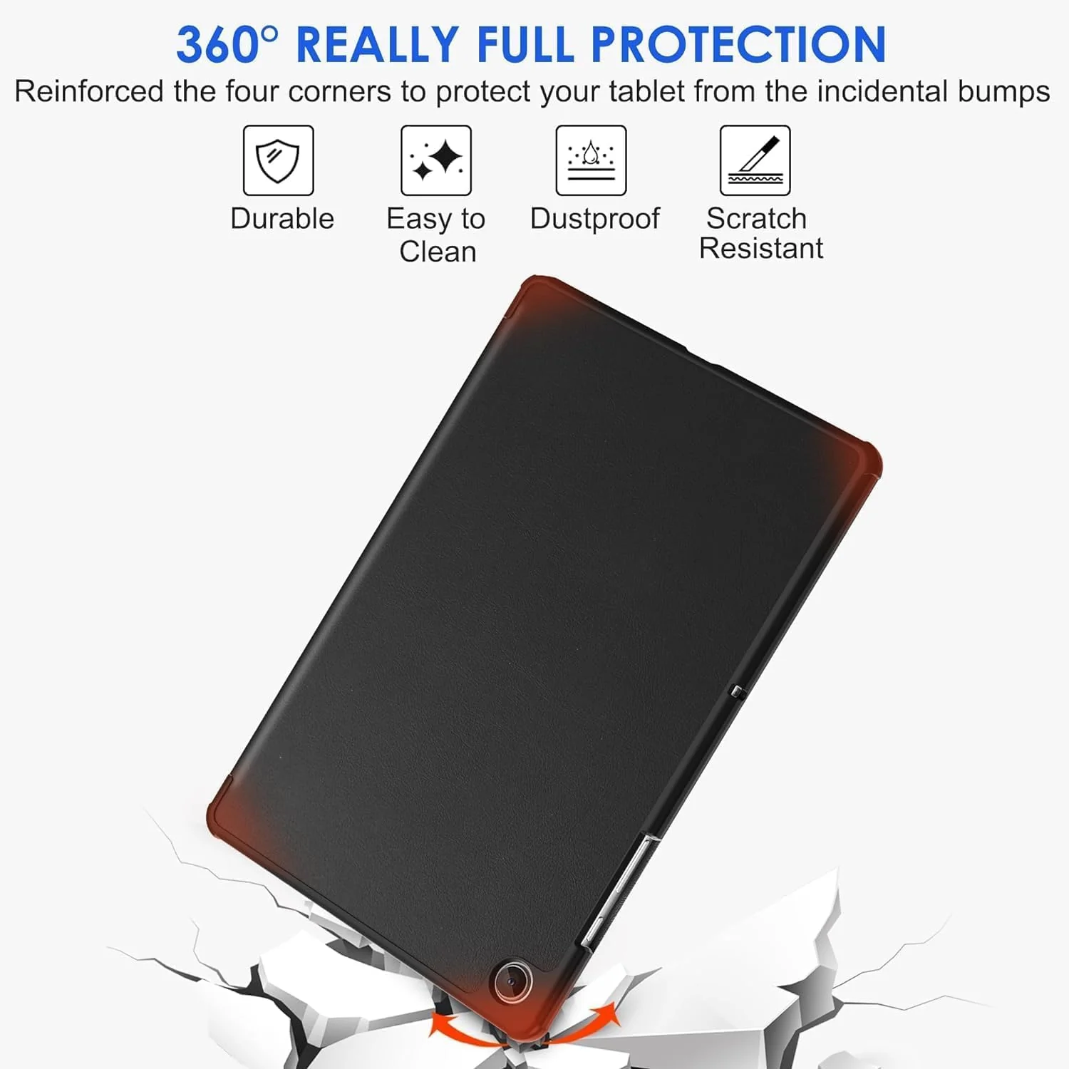 PROTECT Samsung Tab A9 Plus Protective Tablet Cover, Silcon, Trifold Stand , Auto Wakeup Sleep, Pen Slot, Black, PSTA9PBLK - Image 4