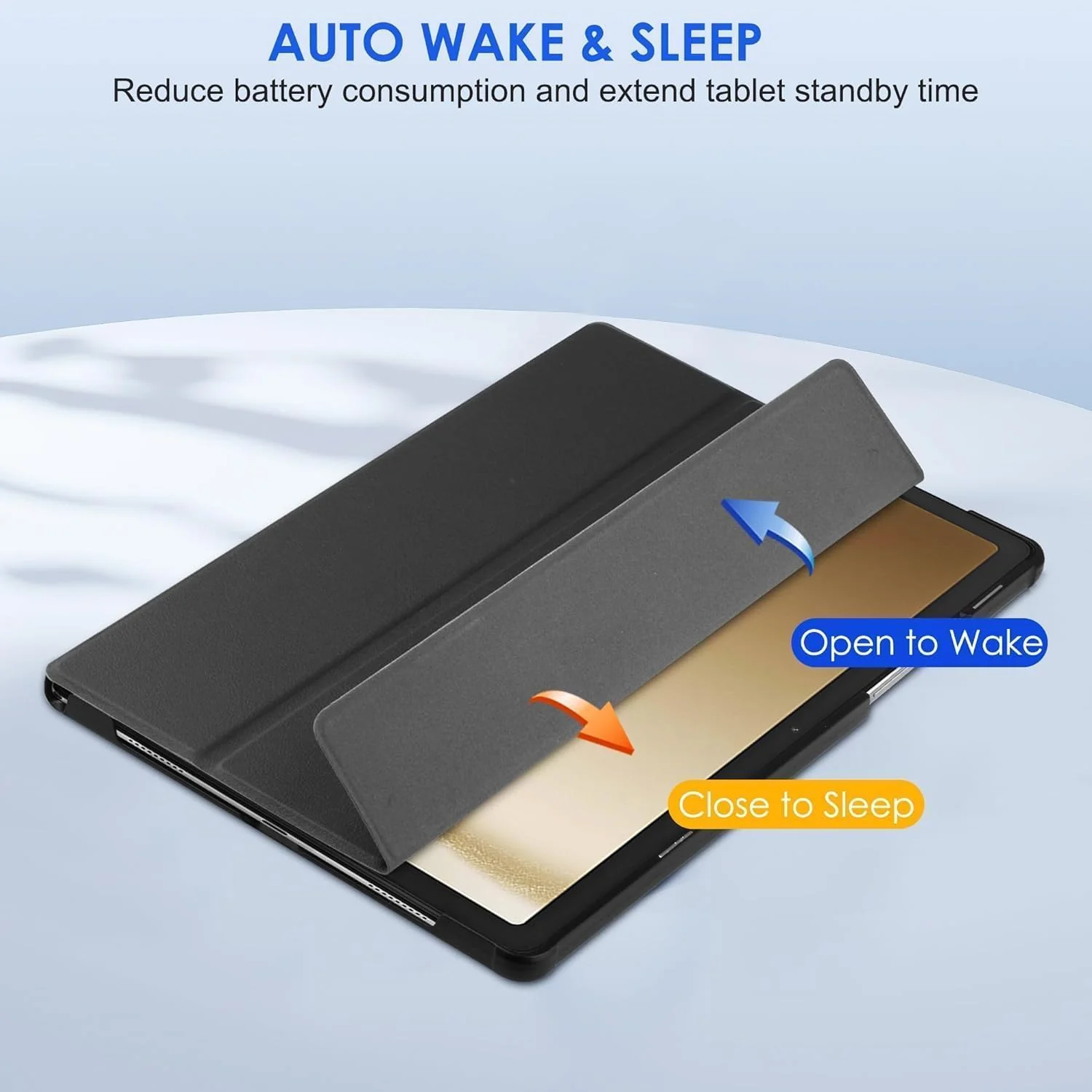 PROTECT Samsung Tab A9 Protective Tablet Cover, Silcon, Trifold Stand , Auto Wakeup Sleep, Pen Slot, Black, PSTA9BLK - Image 3