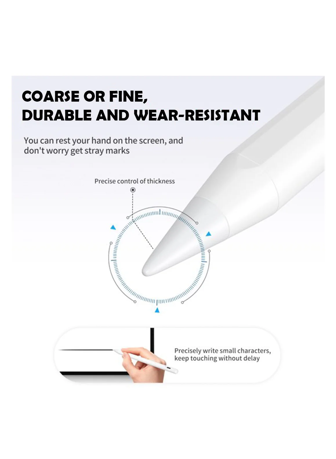 PROTECT  Universal Pencil Stylus Pen, Type C Charging, With Type C Cable, White, PPK08 - Image 3