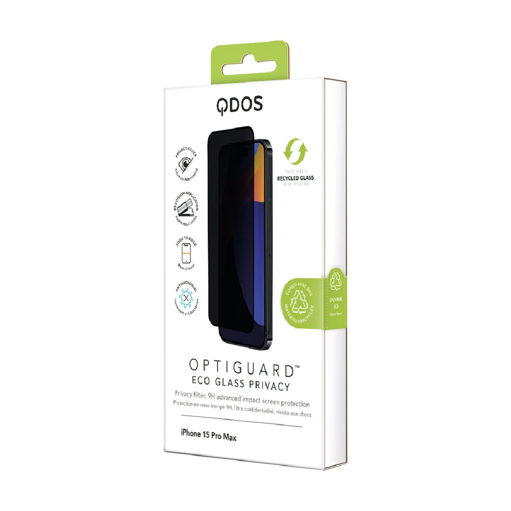 Qdos Optiguard Eco Glass Privacy Screen Protection for Apple iPhone 15 Pro Max Clear - Image 7