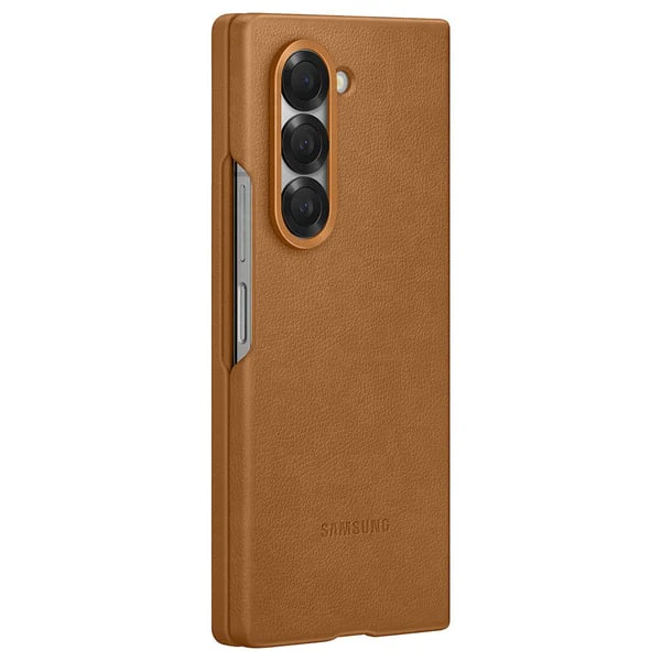 Samsung Fold6 Vegan Leather Case Brown - Image 2