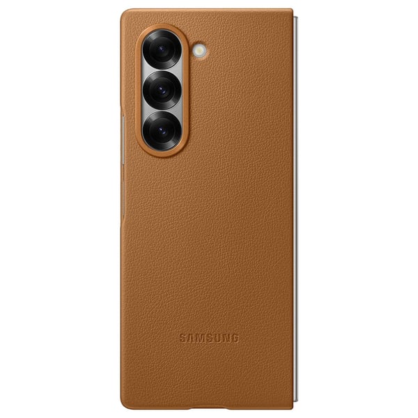 Samsung Fold6 Vegan Leather Case Brown - Image 3