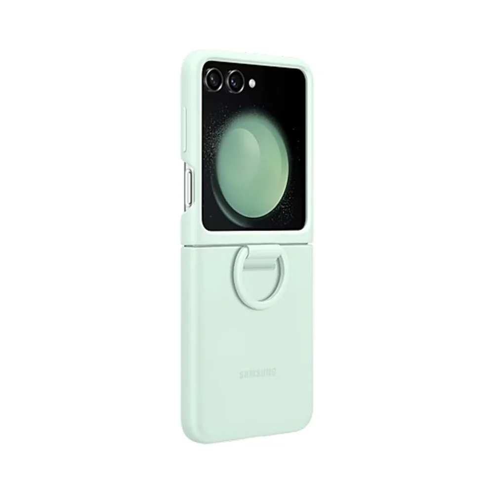 Samsung Silicone Case with Ring for Galaxy Z Flip5 Ocean Green - Image 2