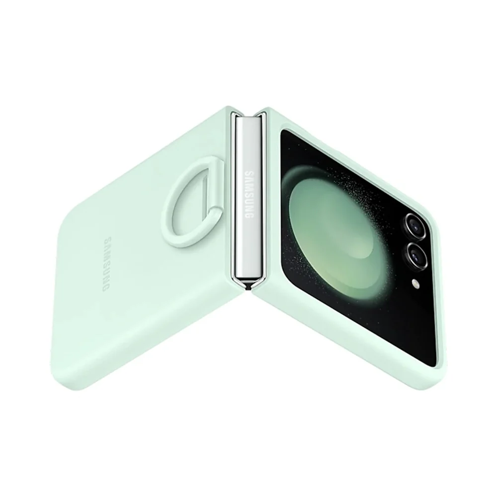Samsung Silicone Case with Ring for Galaxy Z Flip5 Ocean Green - Image 4