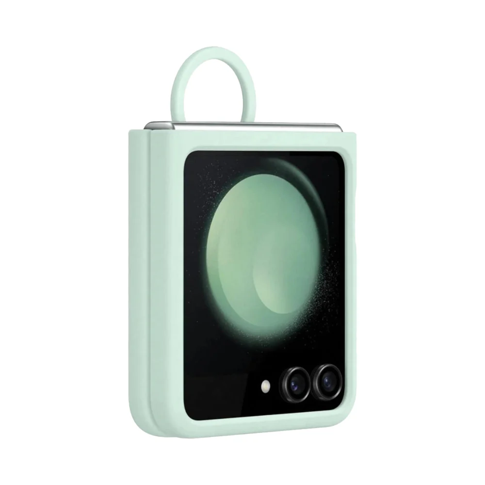 Samsung Silicone Case with Ring for Galaxy Z Flip5 Ocean Green - Image 6