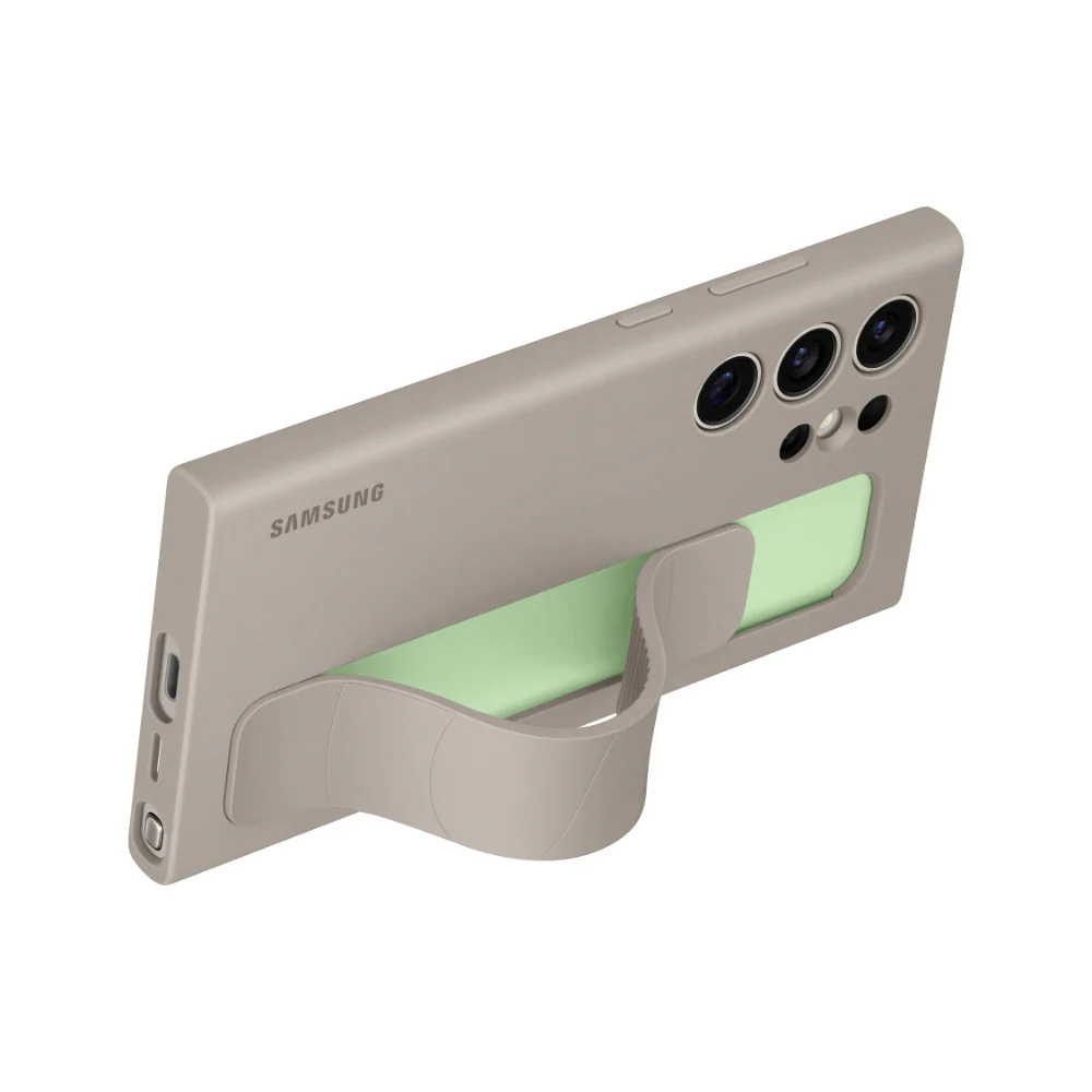 Standing Grip Case Cover for Samsung Galaxy S24 Ultra Taupe - Image 4