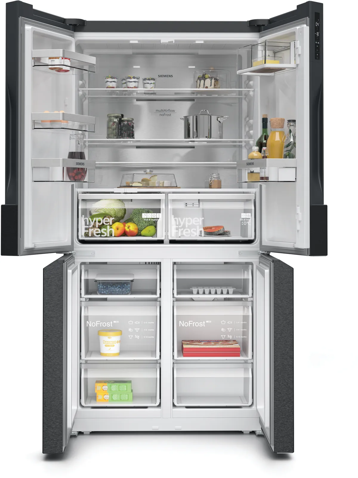 Siemens Home Connect French Door Bottom Freezer Refrigerator, 605 L, Black, KF96NAXEAG - Image 2