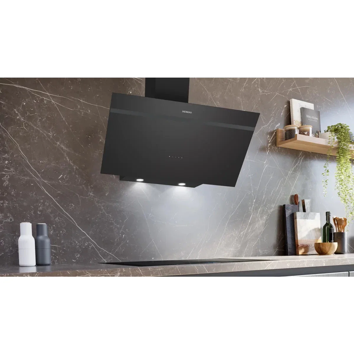 Siemens iQ300 Wall-Mounted Cooker Hood 90cm, Black, LC96KPJ60M - Image 2