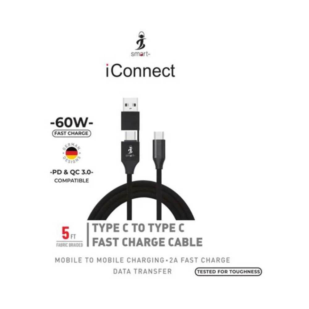 Smart USB-C USBA TO TYPE- Cable C Black - Image 2