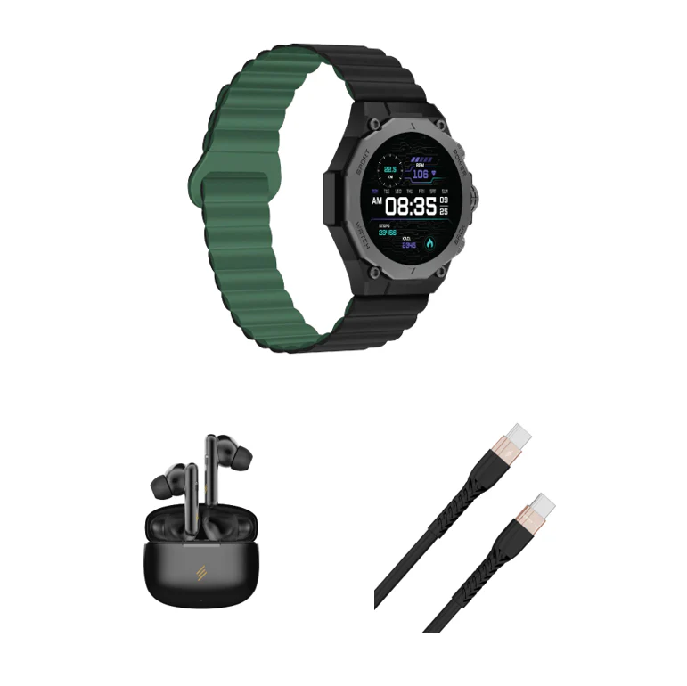 Smartix Bold Smart Watch + Smart Buds True Wireless Earbuds + USB-C to USB-C 60 W Cable