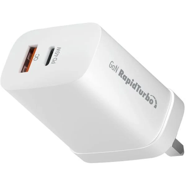 Smartix Premium Compact UK Wall Adaptor 45W GaN White - Image 2