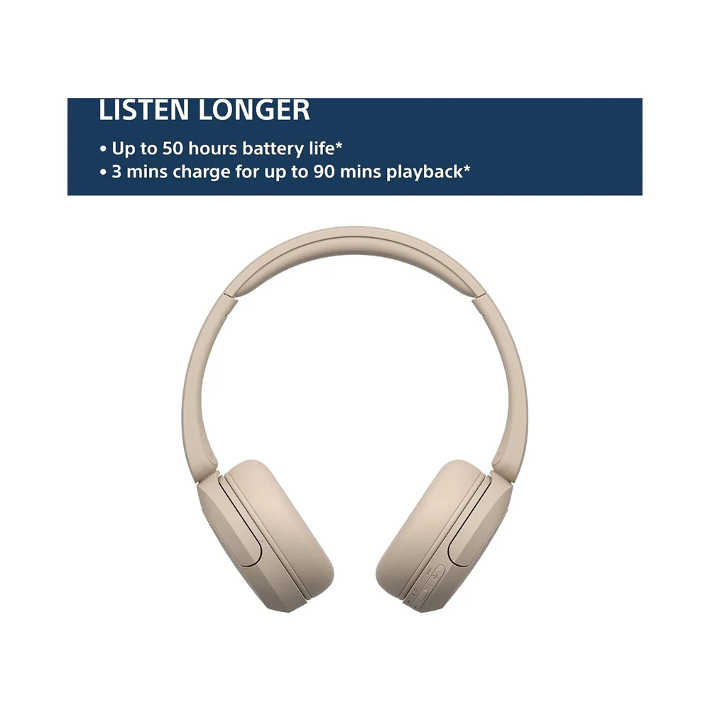 Sony Wireless Headphones with Microphone Beige - Image 2