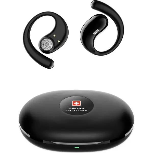 Swiss Military Delta 7 Open Stereo True Wireless Earbuds – Black