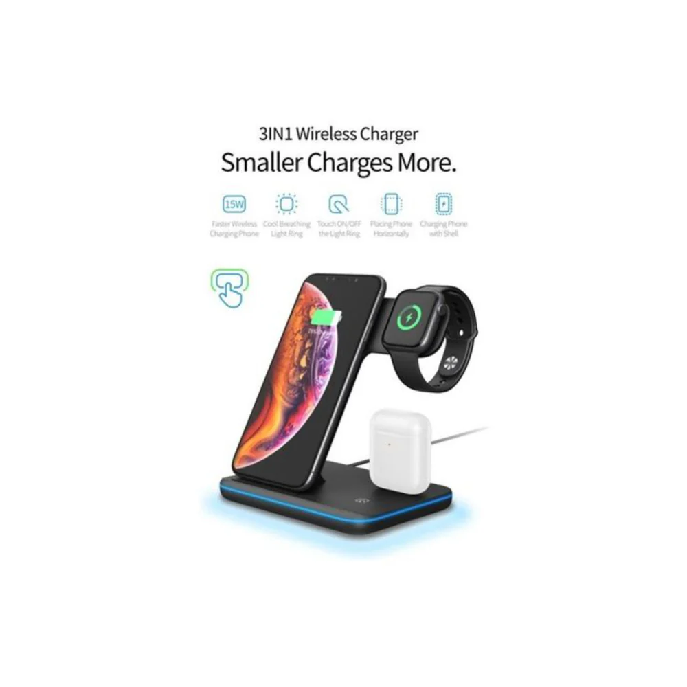 Trands 3-In-1 QI Standart Wireless Charger Black - Image 3