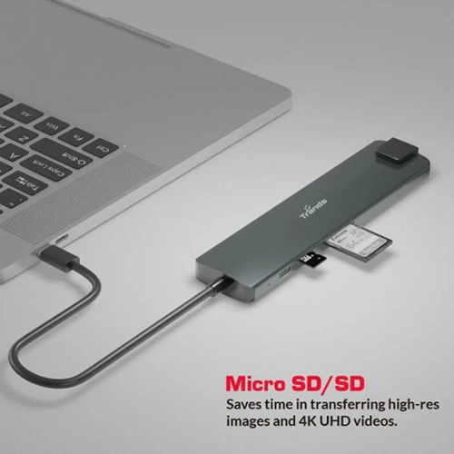 Trands Multifunctional Type-C USB Hub Grey - Image 3