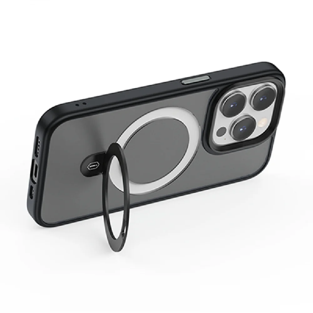 WiWU Magnetic Premium Phone Case with Alloy Stand for iPhone 15 Pro Black - Image 4